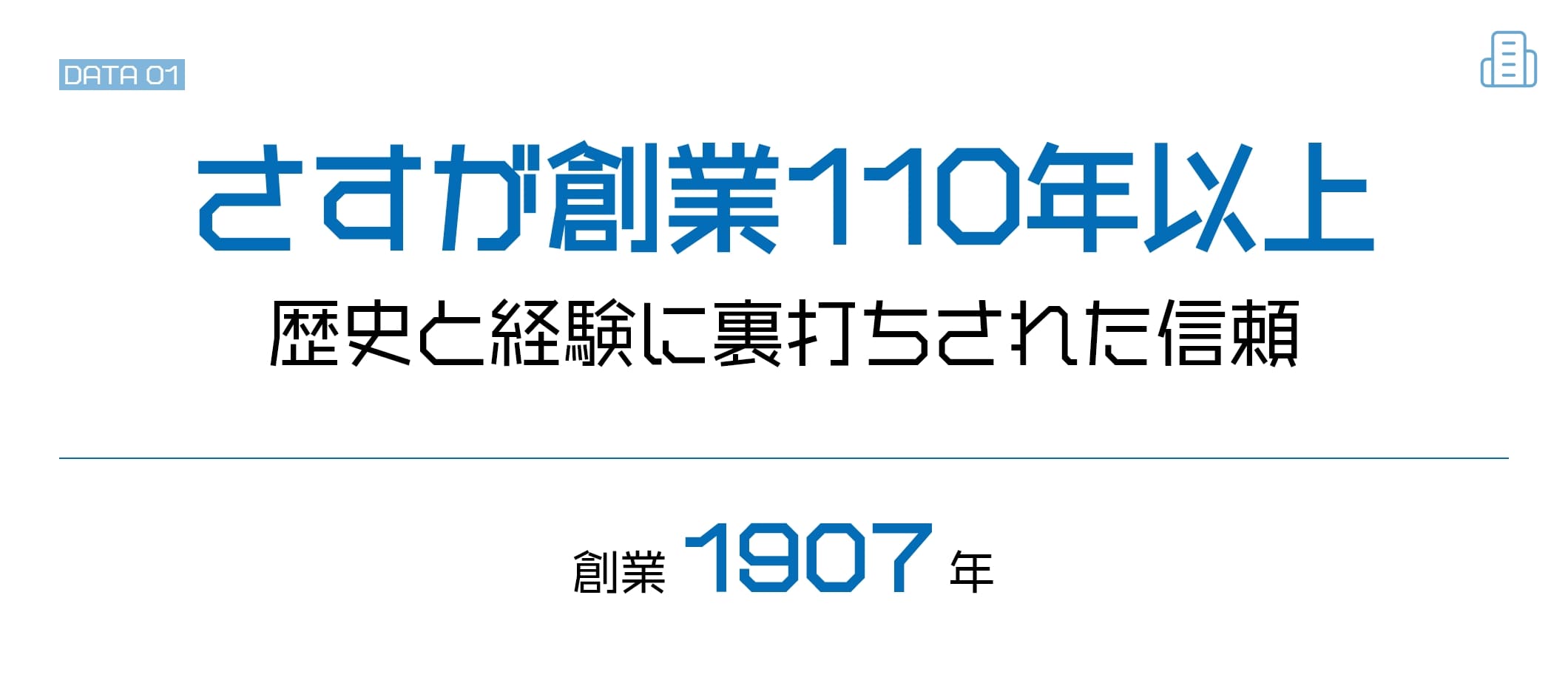 創業1907年。さすが創業110年以上、歴史と経験に裏打ちされた信頼